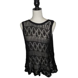 Rewind Black Crocheted Top Size Medium